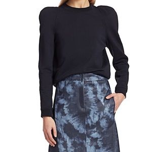 $325 NWT Tibi Sculpted Puff Shoulder Sweatshirt L Large Navy Blue